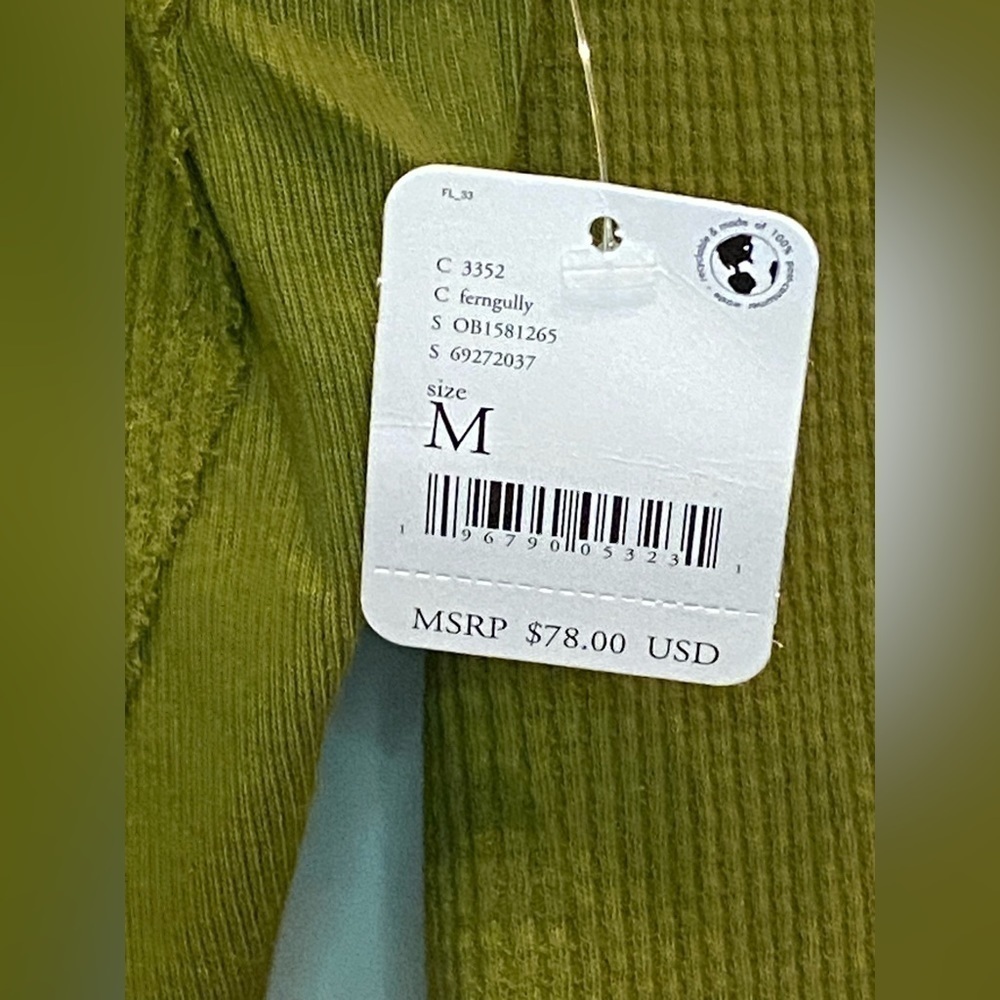NWT Free People Santa Clara Slouchy Thermal Waffle Knit Top Army Green Size M - Picture 11 of 13